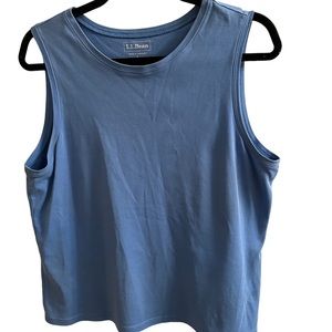 L.L. Bean sleeveless Tank Blue Top Size Large, 100% Cotton